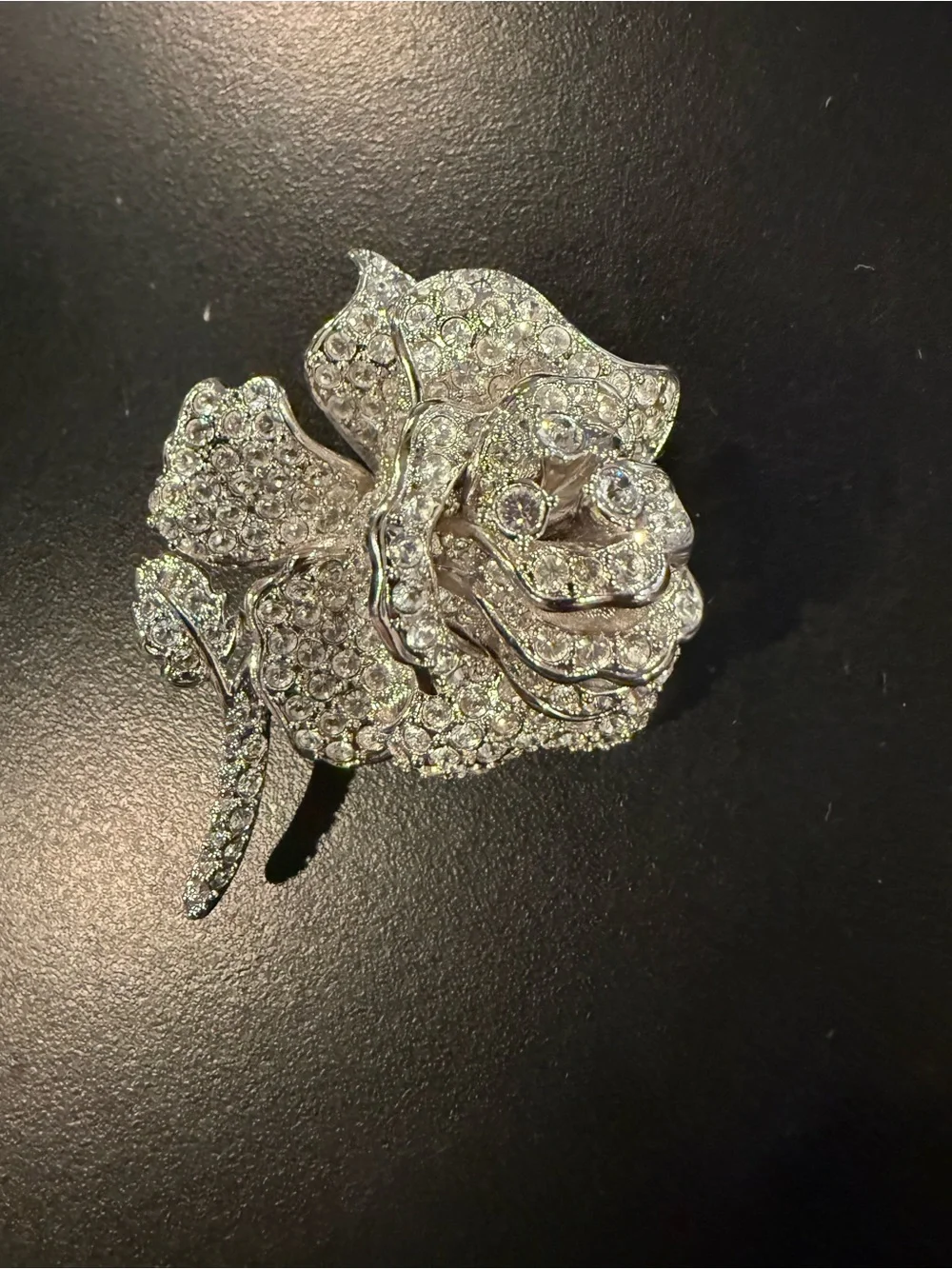 Vintage Authentic Nolan Miller Pavé Rhinestone Rose Brooch - Like New